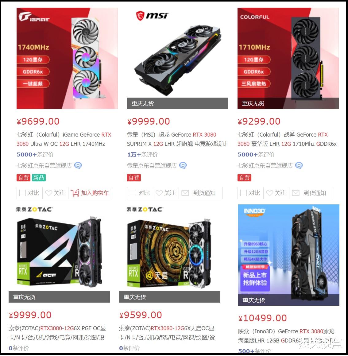 大屏|RTX 3080新版上架：厂商定价直奔万元，老黄看了直呼内行