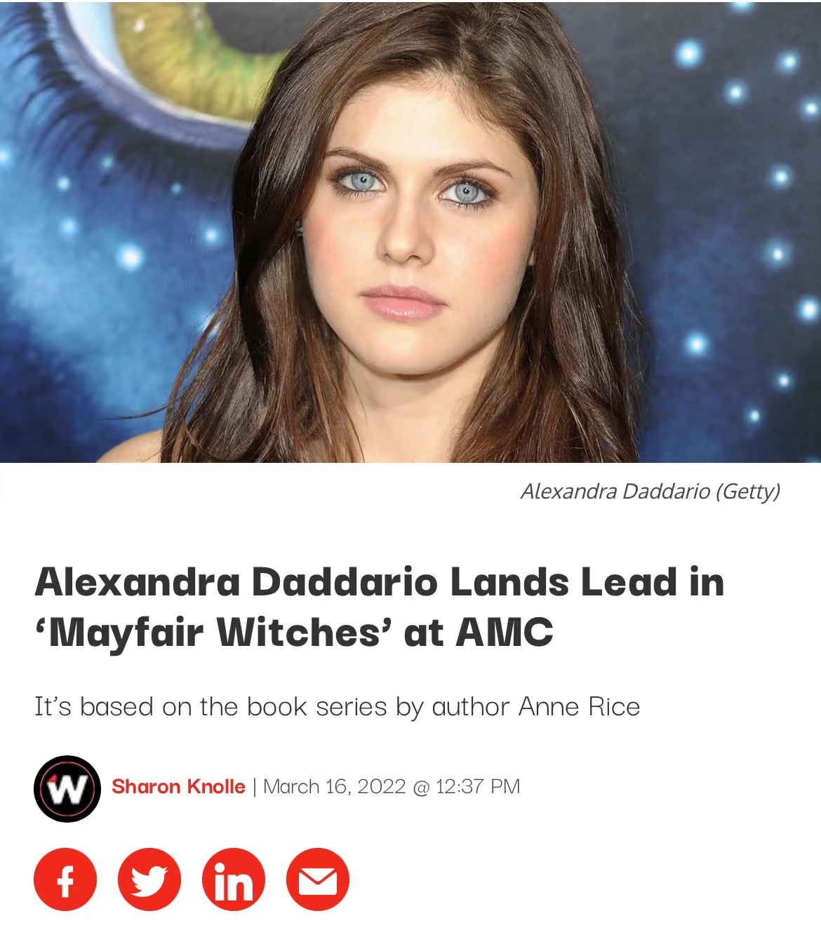 林妙可|「资讯」亚历山德拉·达达里奥将在 AMC 剧《梅菲尔女巫》出演女主