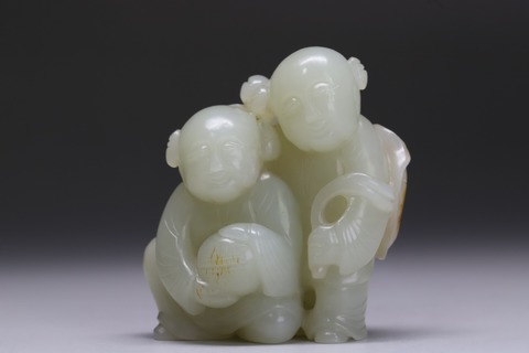 和田玉籽料|和田玉籽料“枣红皮 和合二仙”.