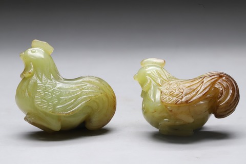 |回流 舊藏和田黄玉籽料“官上加官”一对、