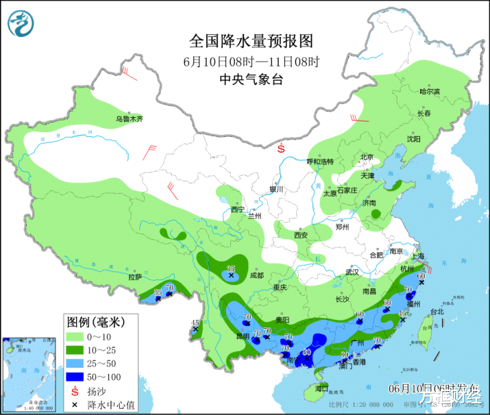 南方强降雨多点开花,华北东北等地多雷雨天气