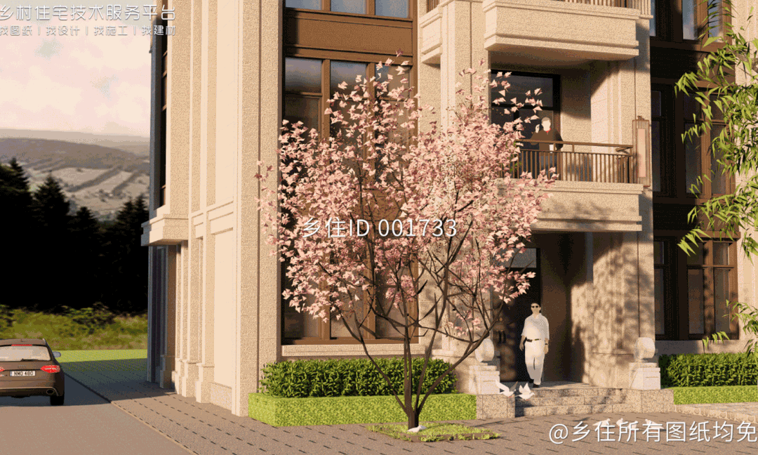 乡住免费图纸福建漳州四层新中式别墅土建105万面宽12.4m进深12m