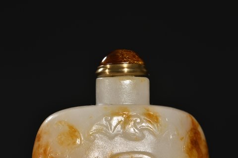 和田玉籽料|和田玉籽料福寿双全鼻烟壶