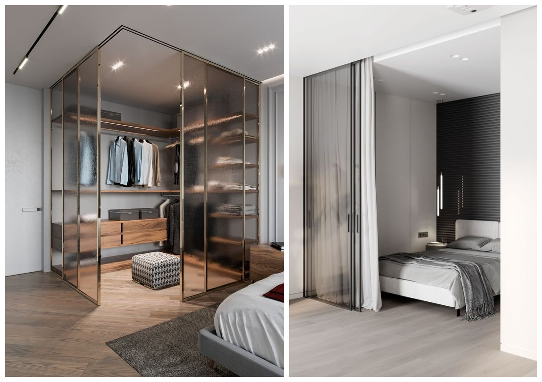 玻璃联动推拉门,好看是好看,可私密性不够,不如换成木质联动门