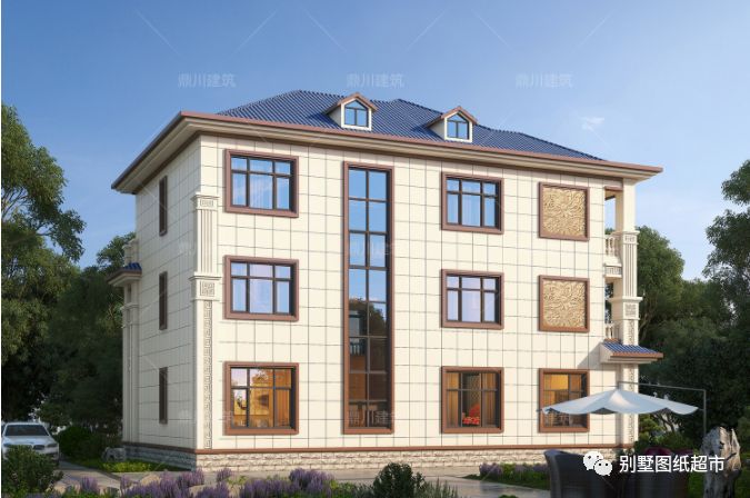 大气新中式带车库别墅,16×12米,典雅大气,住起来舒心顺意