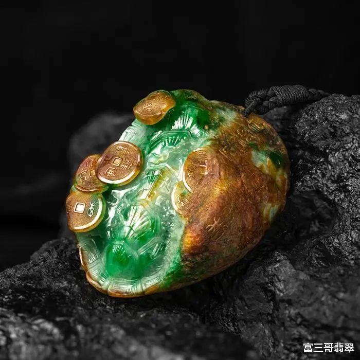 五帝钱|玉赏 ▏加龙翡翠玉雕艺术——《五帝钱》