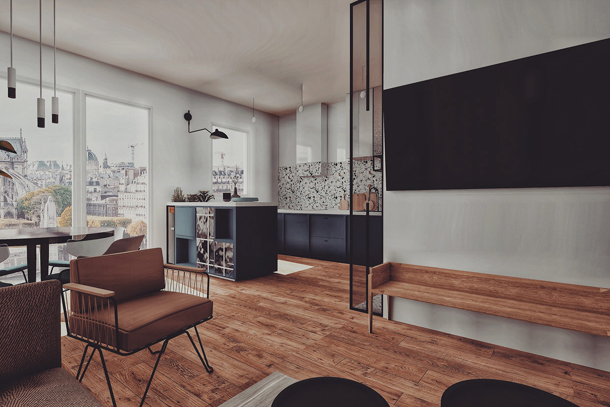 大胆突破传统北欧黑白配色，营造出不一样的实木风，超温馨