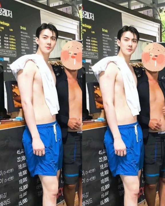 吴世勋|吴世勋水上乐园游玩照曝光,皮肤白到发光,像人形立牌