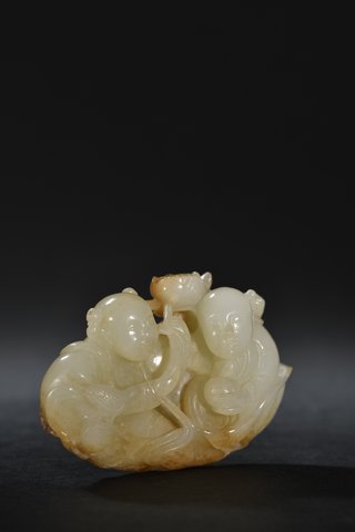 和田玉籽料|和田玉籽料和合二仙把件