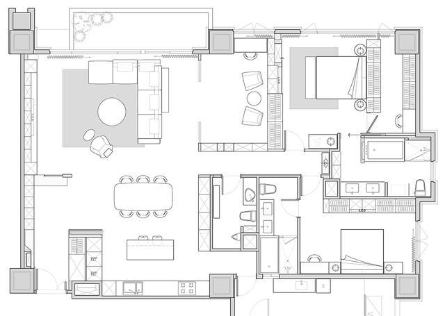 全屋干挂的另一种高级设计,大理石+金属组合,奢华感藏不住