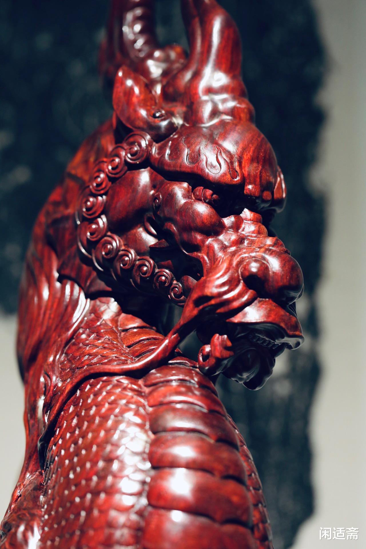 雕刻|小叶紫檀,麒麟神兽,全手工雕刻,木雕艺术摆件