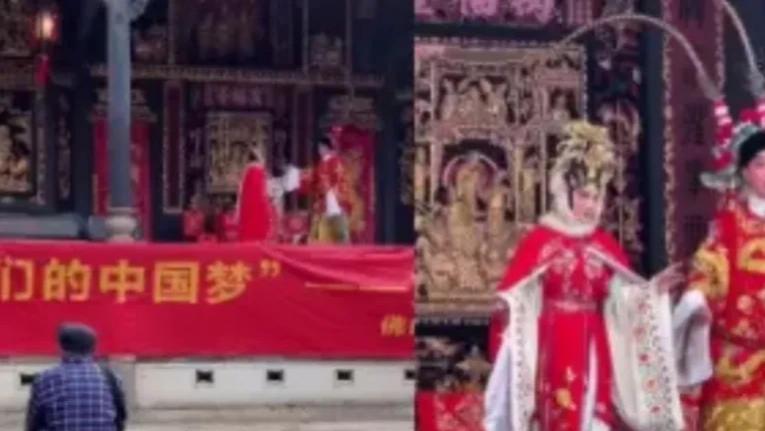 广东佛山，一场精彩的粤剧表演，台下却只有一位观众的视频走红网络！