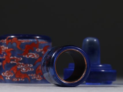 回流 蓝琉璃带盒扳指一套