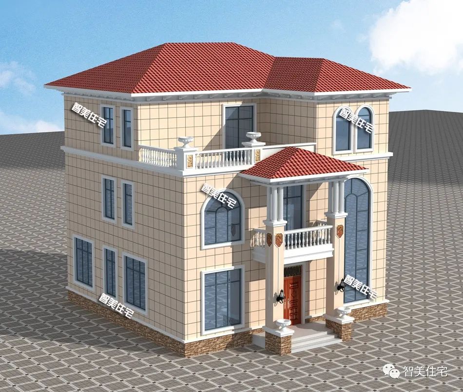 这栋别墅造价30万左右,造型简约的欧式风格,建造也没什么难度