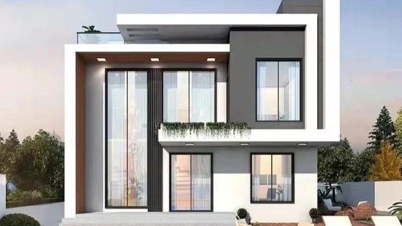 极简风现代别墅就是这么耐看，大片落地窗彰显无敌视野