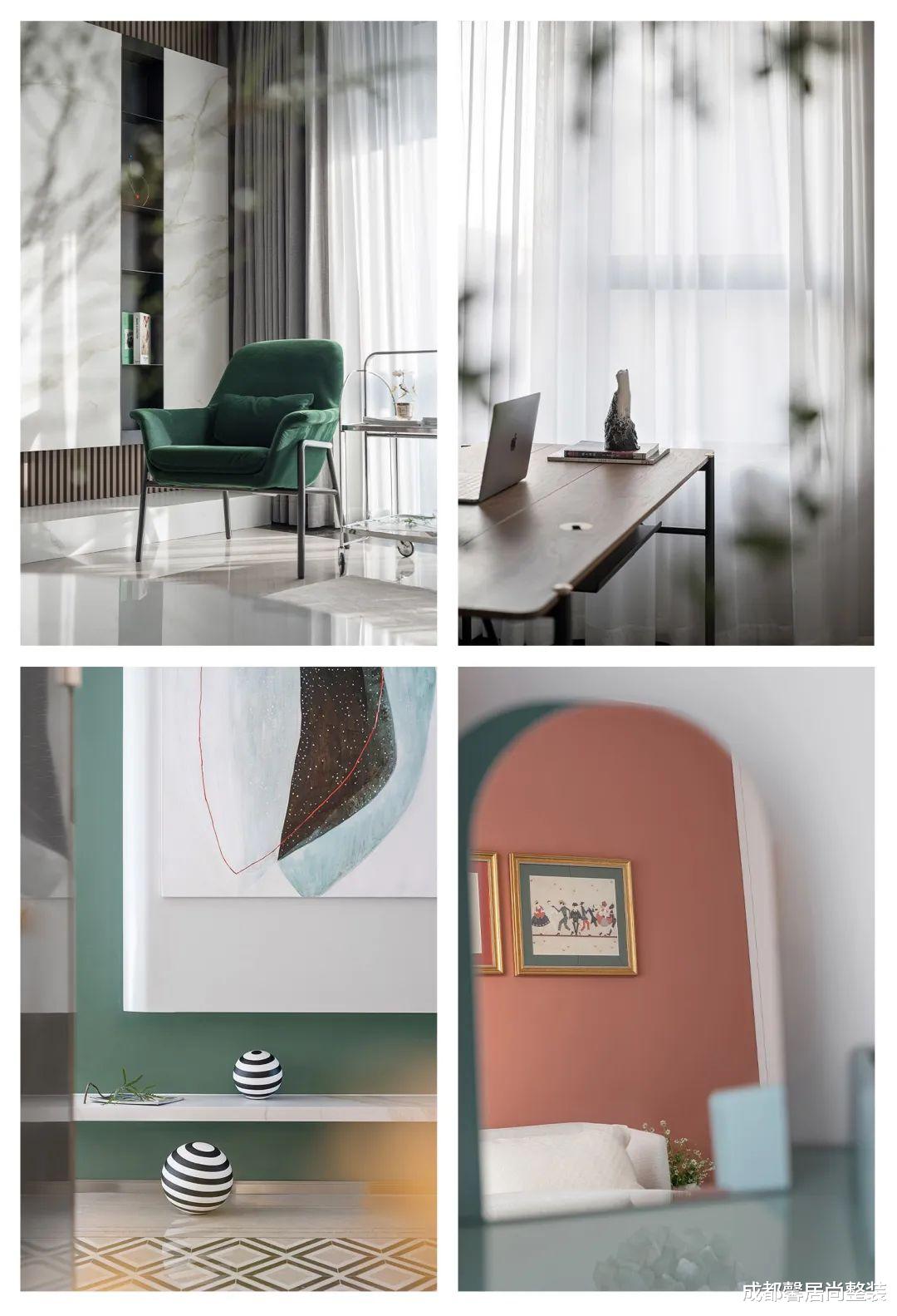 125平简约风,让人眼前一亮的绿色系,光是玄关就美爆了