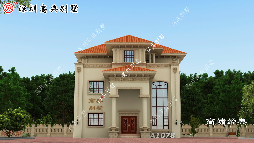 高耸的门廊设计,在简欧的氛围中,整体变的更加雄伟