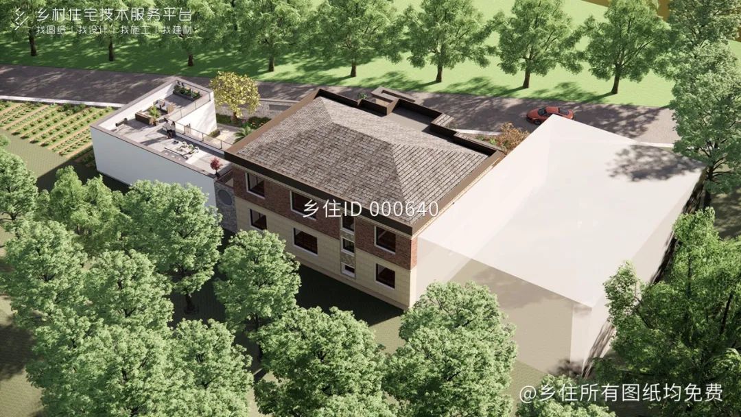 乡村住宅免费图纸北京密云二层新中式别墅土建85万面宽16m进深12m