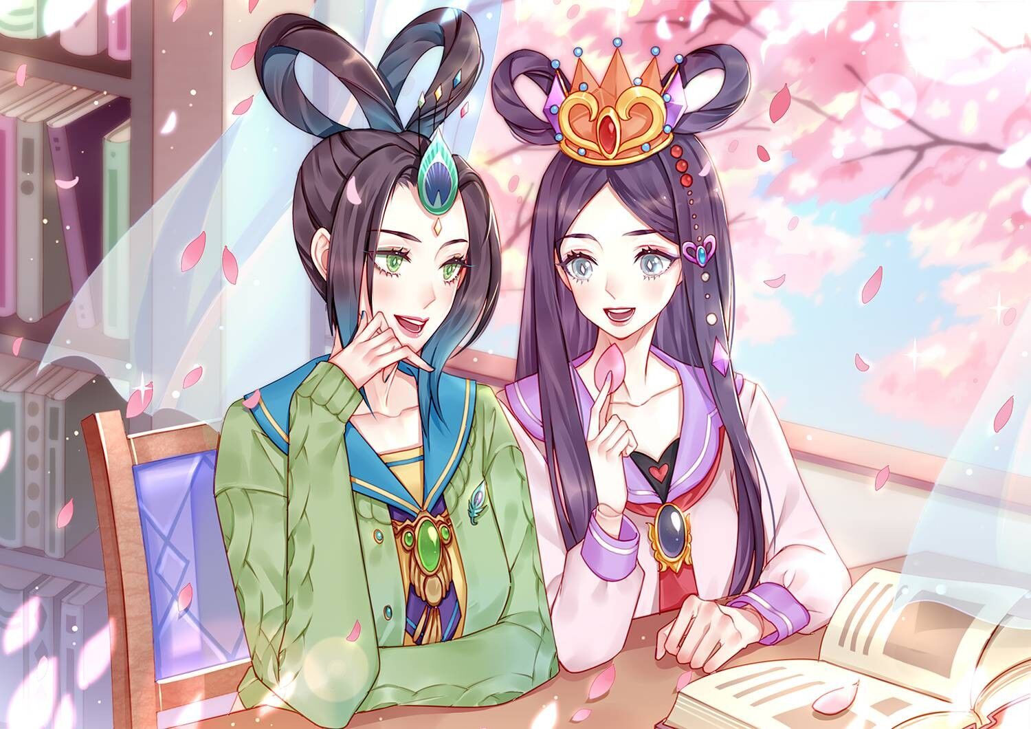 叶罗丽|叶罗丽漫画版人物,孔雀和罗丽成了同桌,思思和王默穿汉服逛街