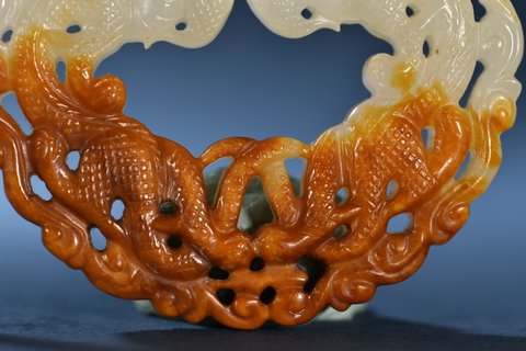 和田玉籽料|和田玉籽料双龙戏珠璧