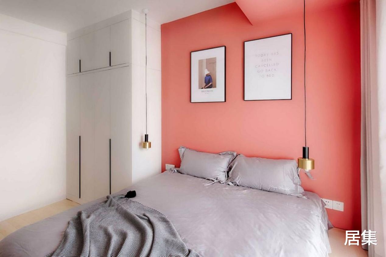 珊瑚红打造的一居室,实现50㎡两居室大变身,享受纯粹的活力