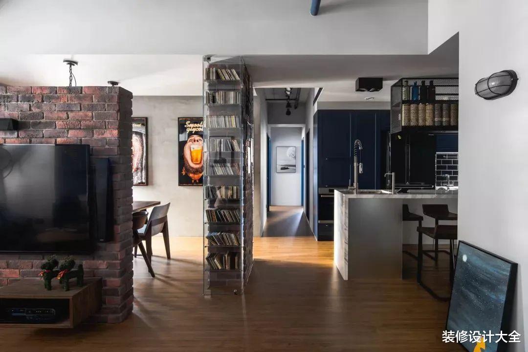 70㎡现代工业风,不吊顶+红砖墙,效果太漂亮了!