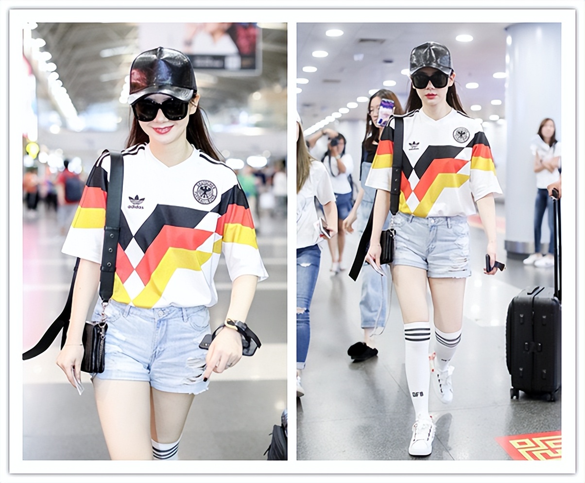 短袖不能搭配得太简单，戚薇这种搭配方式，时髦独特好惹眼