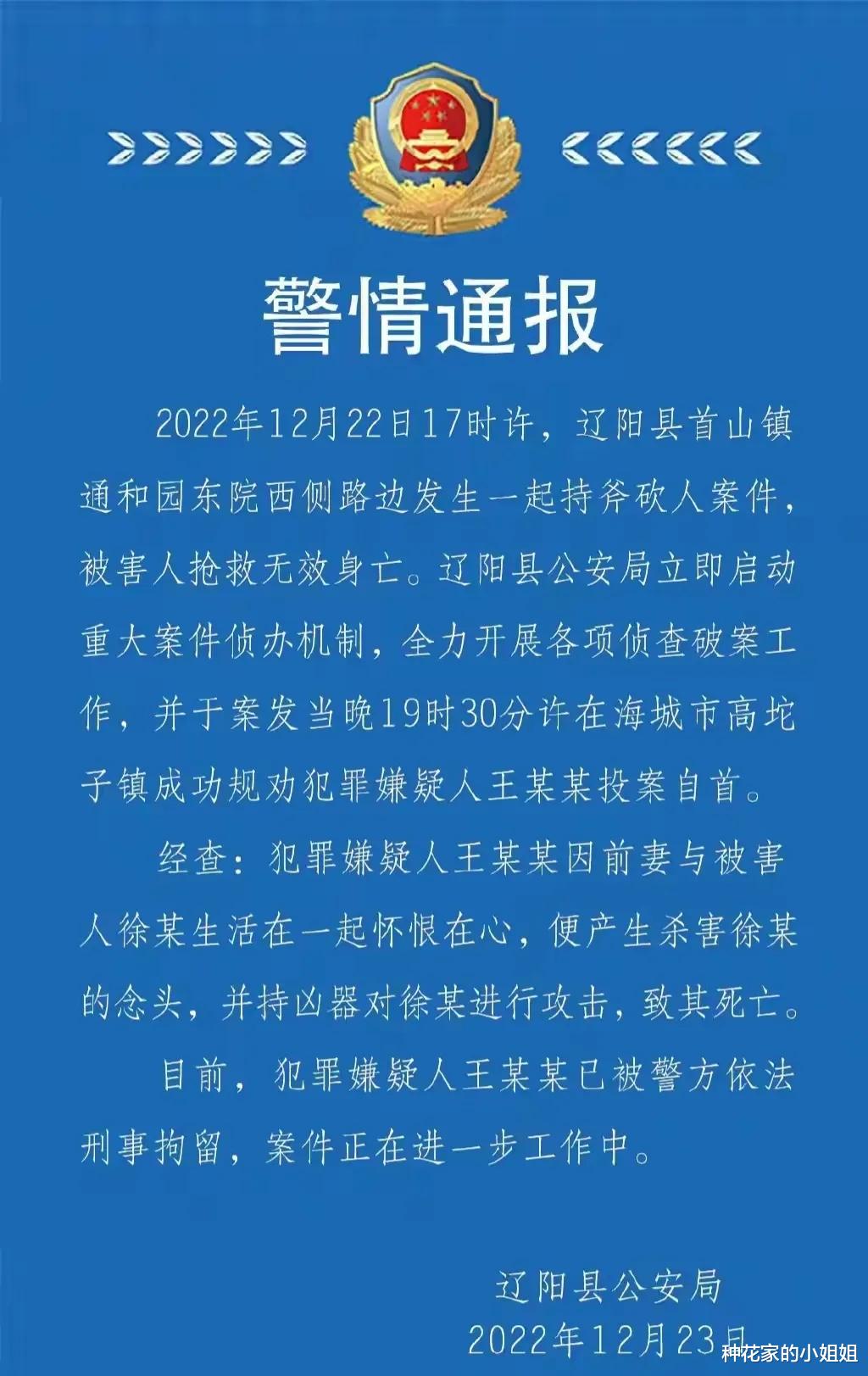 有人“吃醋”却持斧杀人!辽宁一男子被砍身亡,凶手2小时后投案自首!