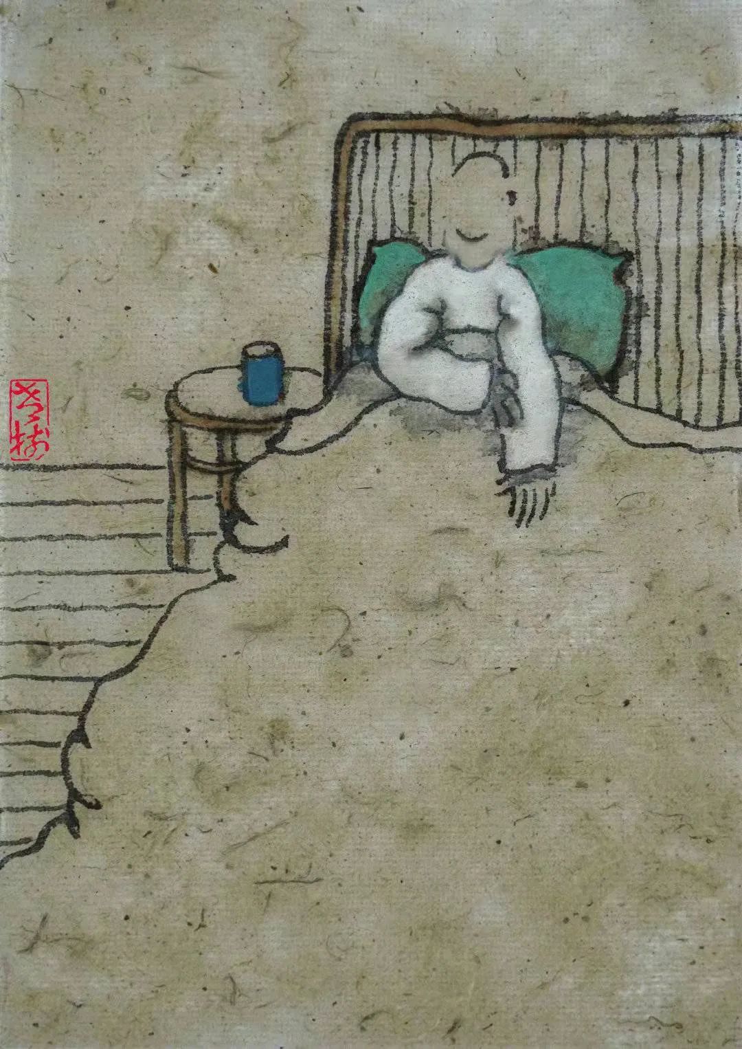 老树画画 | 平时挺能睡,放假觉更长,醒来无处去,吃饱又上床