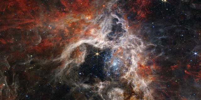 韦伯太空望远镜新拍摄了狼蛛星云,无数恒星亮光清晰可见