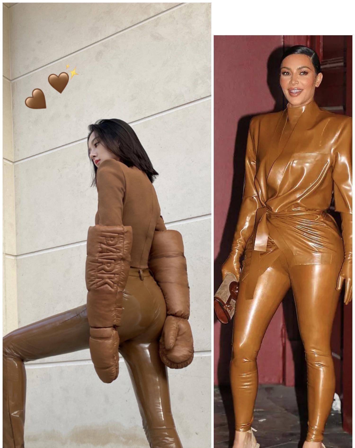 宋祖儿|宋祖儿穿乳胶衣裤腿塞不满，卡戴珊穿同款，要俩人帮忙才能塞进去