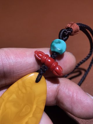 老蜜蜡|藏传 爆老：老蜜蜡吊坠+珊瑚绿松石 项链