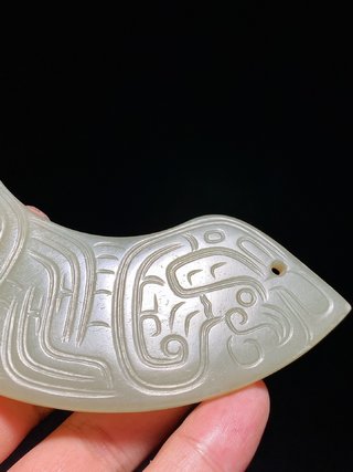 |周 和田玉籽料 青白玉 凤鸟纹 玉珮 玉饰