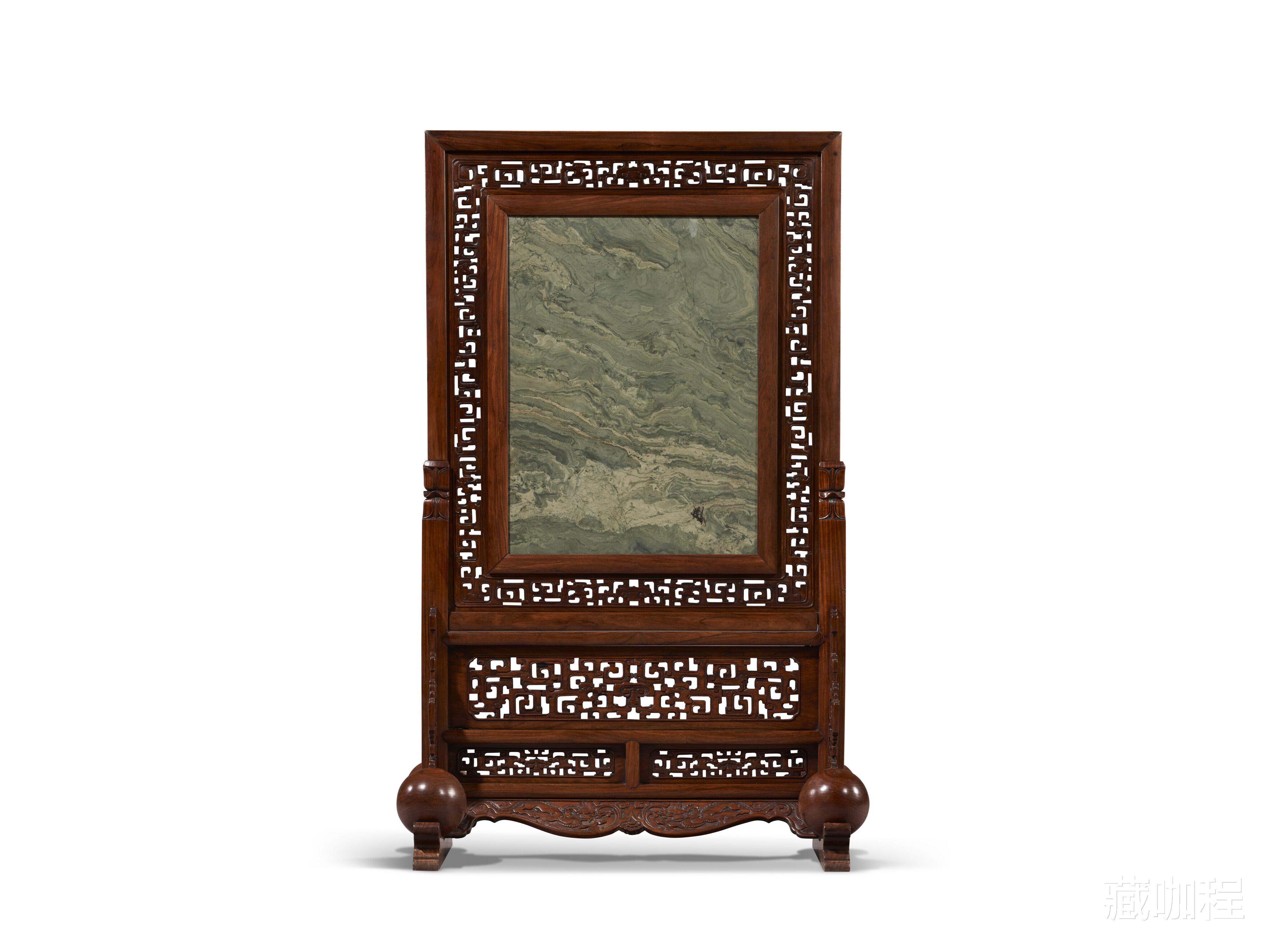 99版人民币|抱鼓不稀罕，黄花梨抱球墩插屏绝无仅有