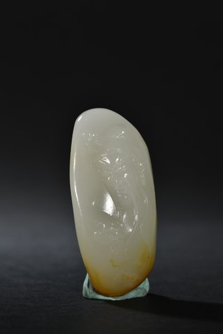 翡翠|和田玉籽料原石雕关公把件