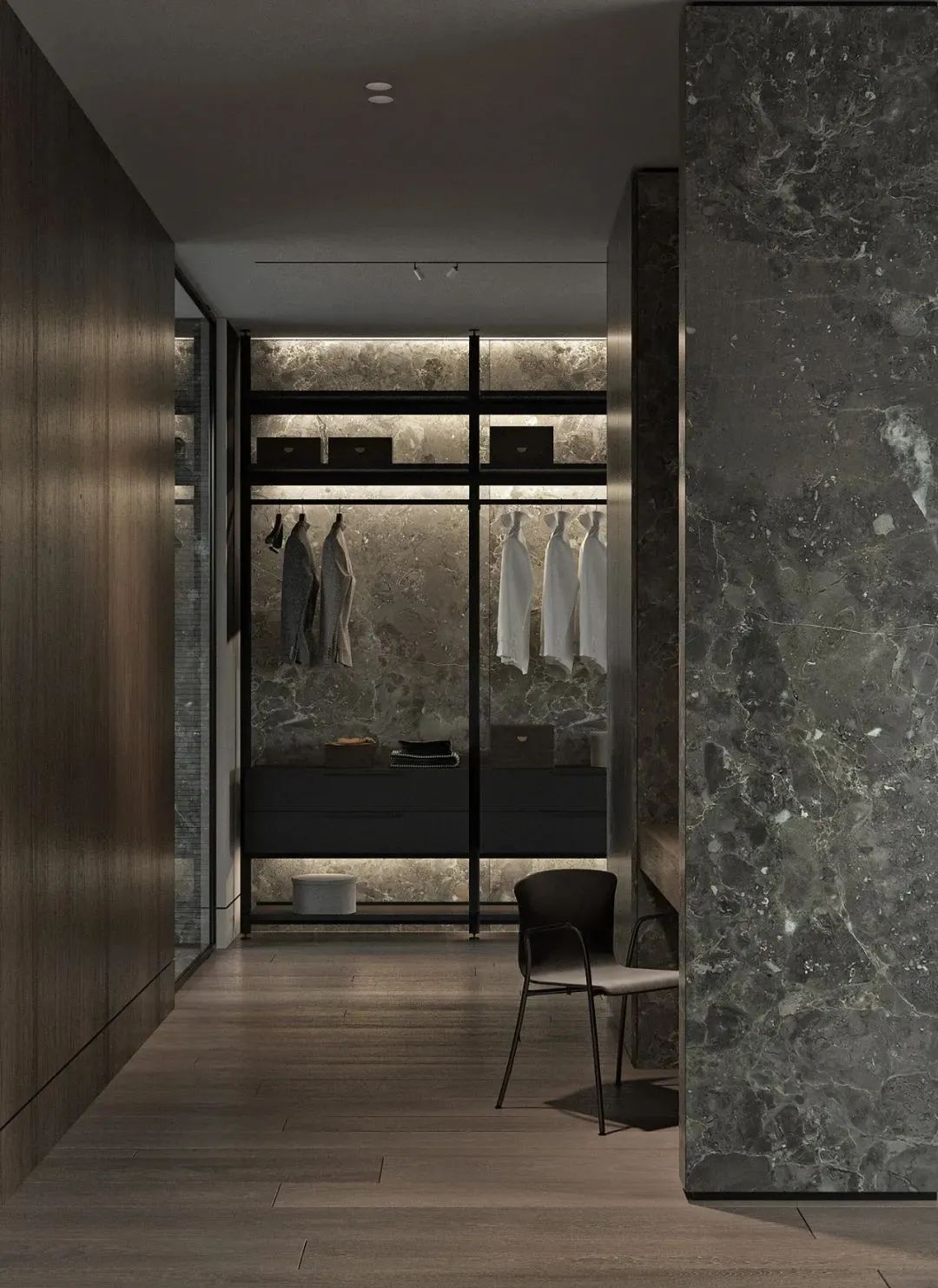 步入式衣帽间,一“墙”两用,精致又有序