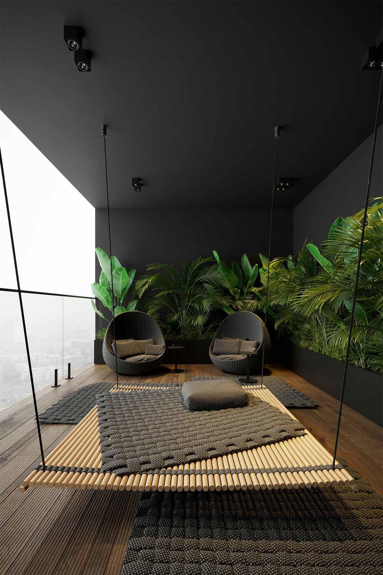 HOUSE 设计 | 黑色+绿植+通透主义+彩光源