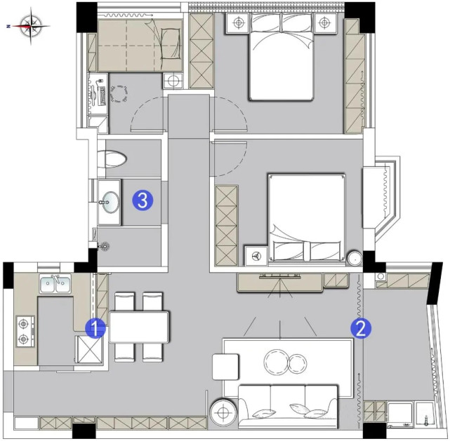 80平北欧风二居室,视觉清爽又梦幻