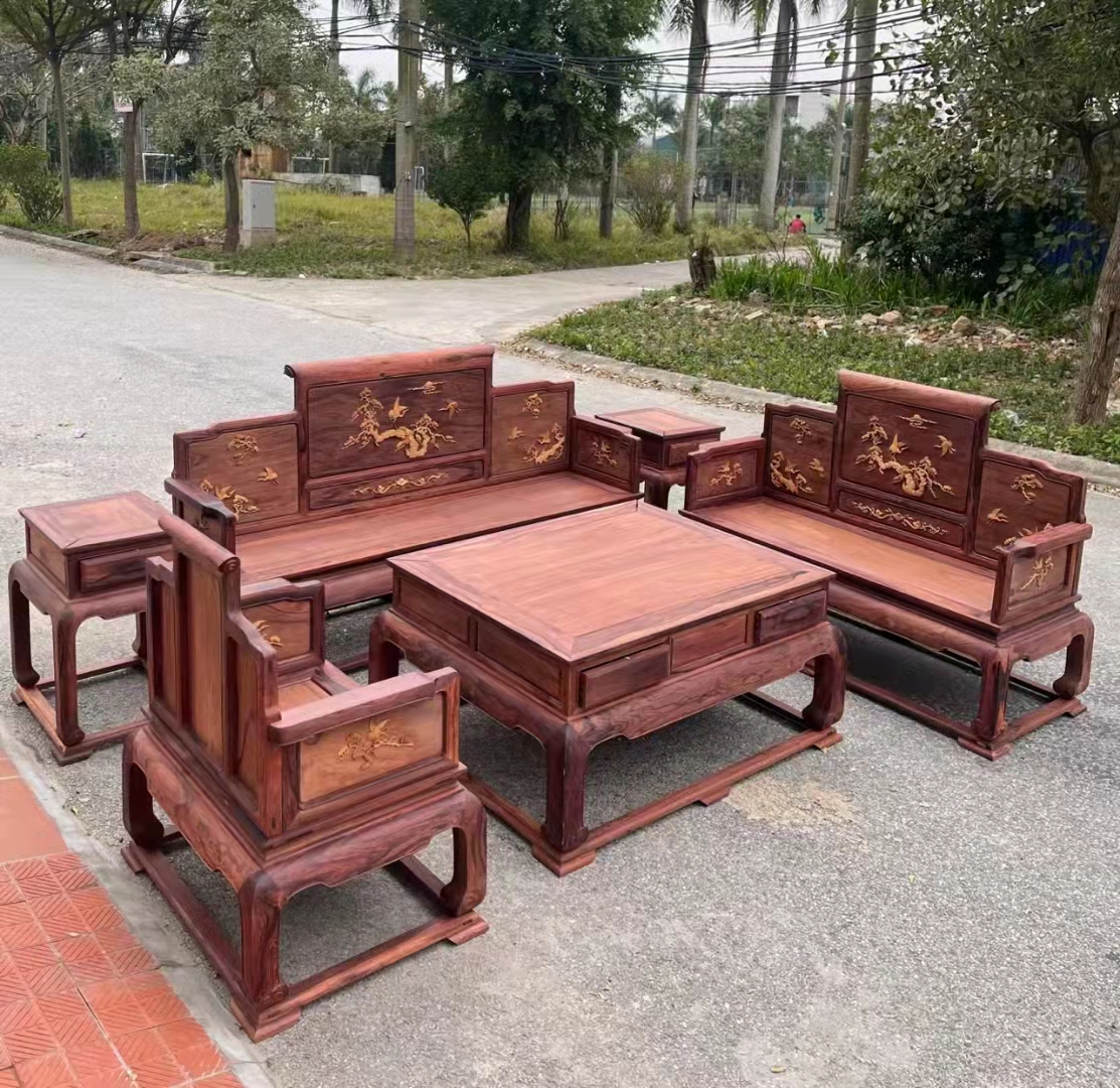 国标红木花枝沙发，原木白胚展示，半成品毛胚干净