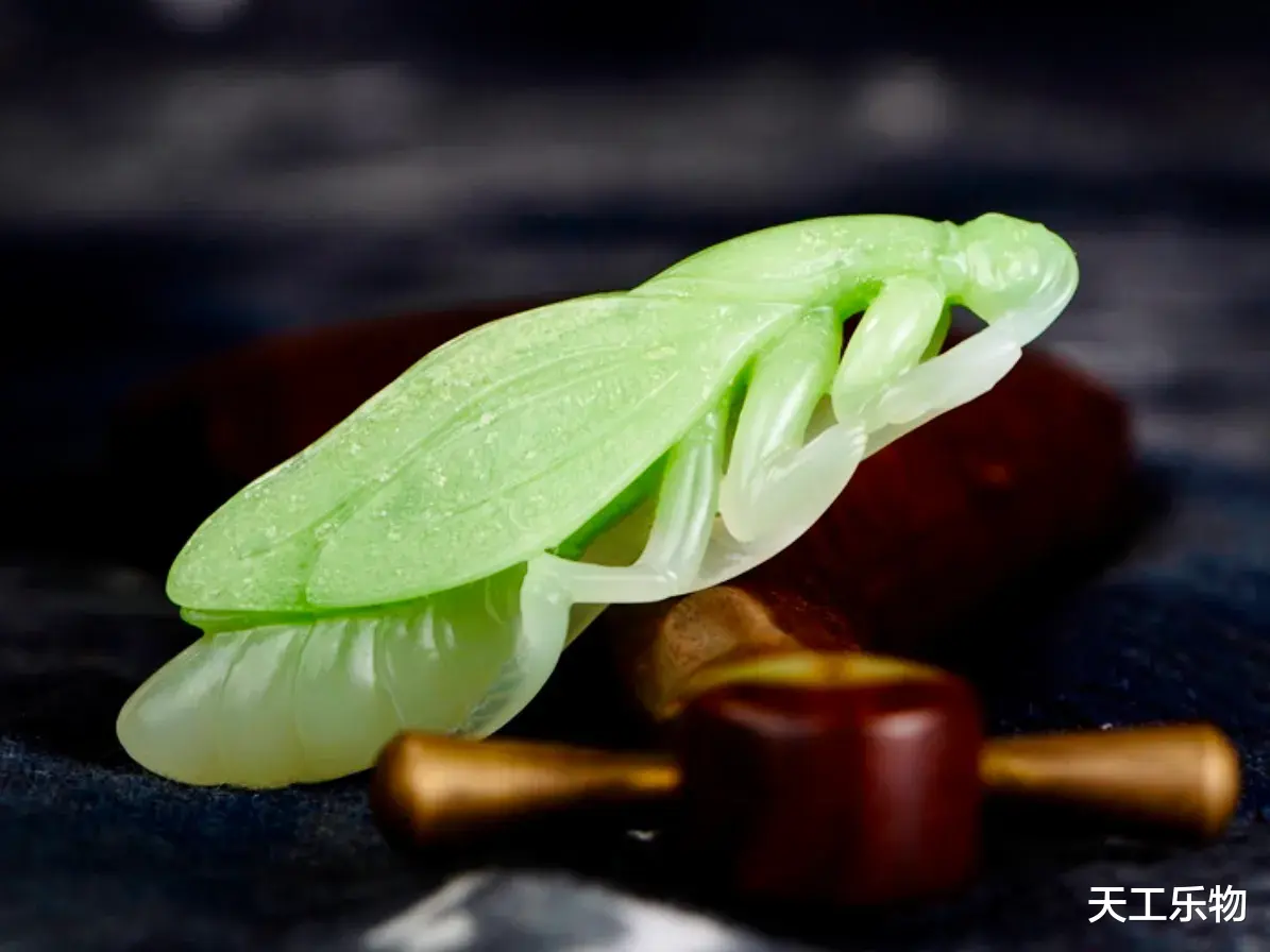 钱币|和田玉的玉中翠!五德加身的小螳螂!青海翠青料“金玉满堂”!