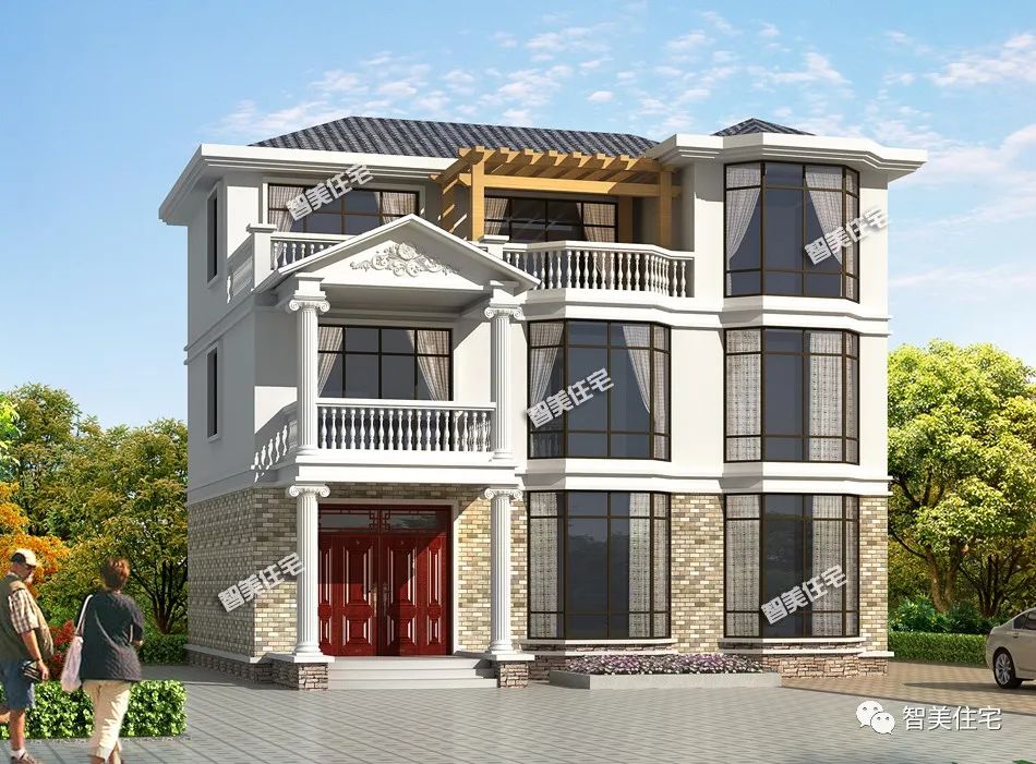 六栋带堂屋设计的简欧别墅,大门不居中放,都是农村建房的方向标