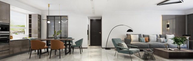 190平复式现代简约风设计,用花格对空间分割让空间更时尚感