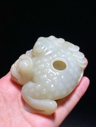 水盂|清中期 和田玉籽料 白玉 刘海戏金蟾 水盂 摆件 把件