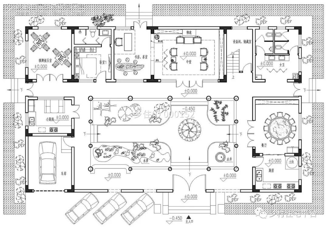 乡住免费图纸建筑面积584㎡ 面宽25m进深15m江西吉安二层徽派别墅