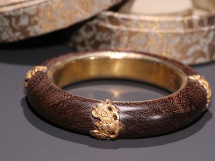 沉香|旧藏 沉香包银鎏金寿纹手镯