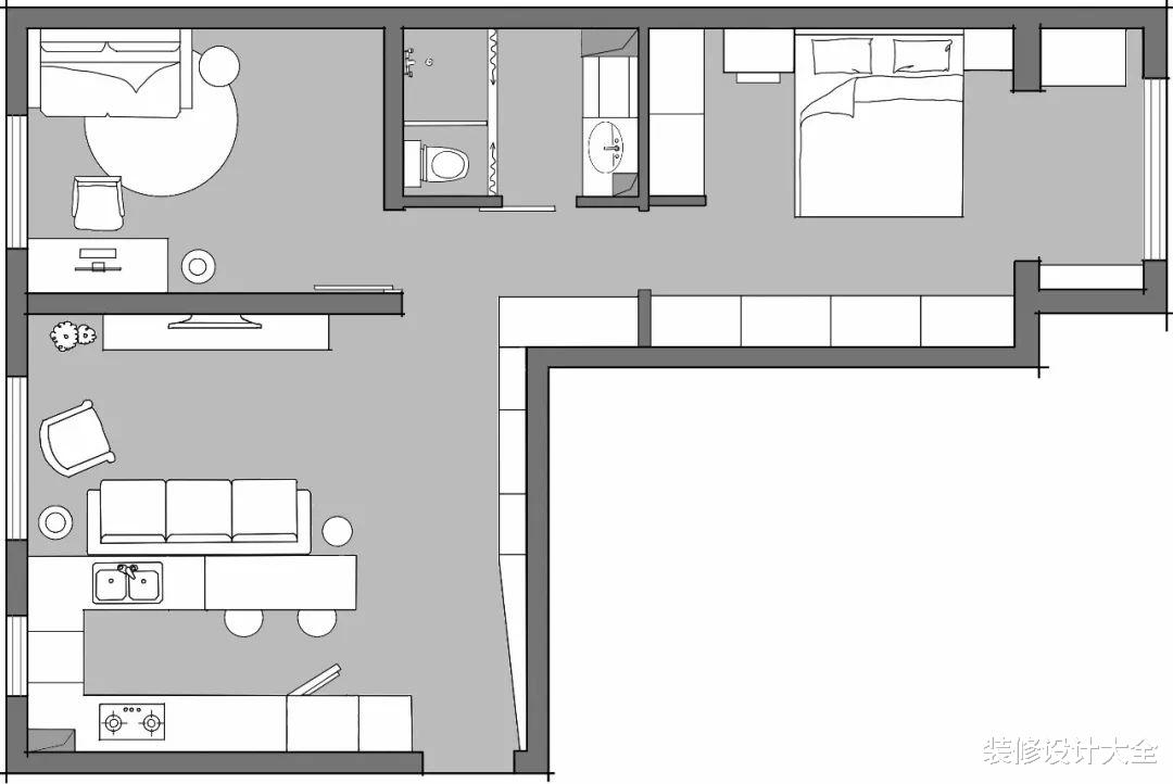 63㎡小户型装修,开放式厨房+吧台设计,轻松变大还不乱!