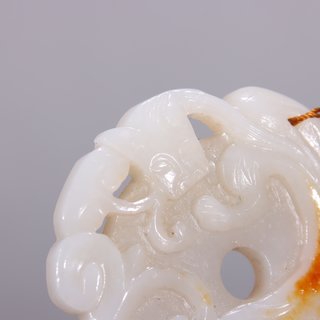 玉籽料|旧藏-和田白玉籽料螭龙纹挂件