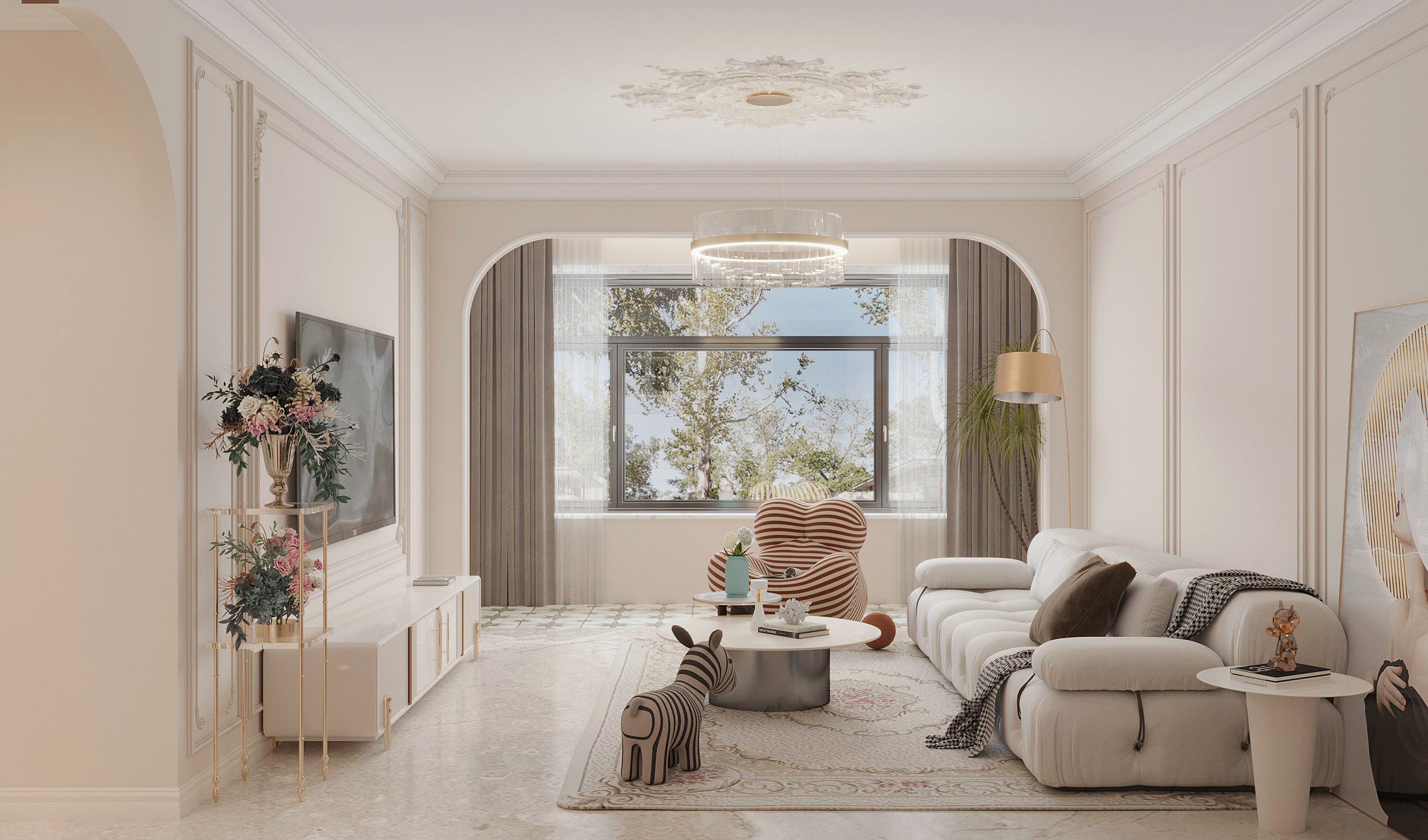 哈尔滨鸣雀装饰 招商贝肯山~120㎡法式风格,赋予家居空间以精致!