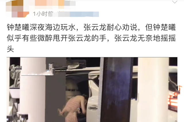 张云龙|钟楚曦深夜醉酒海边嗨玩,穿露背长裙下水,与张云龙拉扯关系成疑