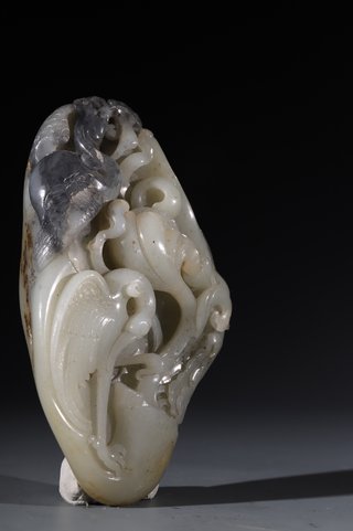 和田玉籽料|和田玉籽料 花鸟纹 摆件